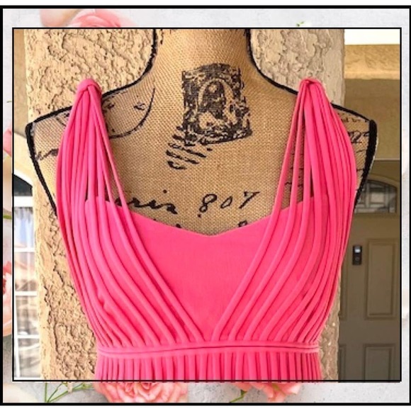 Trina Turk Venetia Dress Fringe Overlay Watermelon Pink Size 2 - Picture 3 of 8